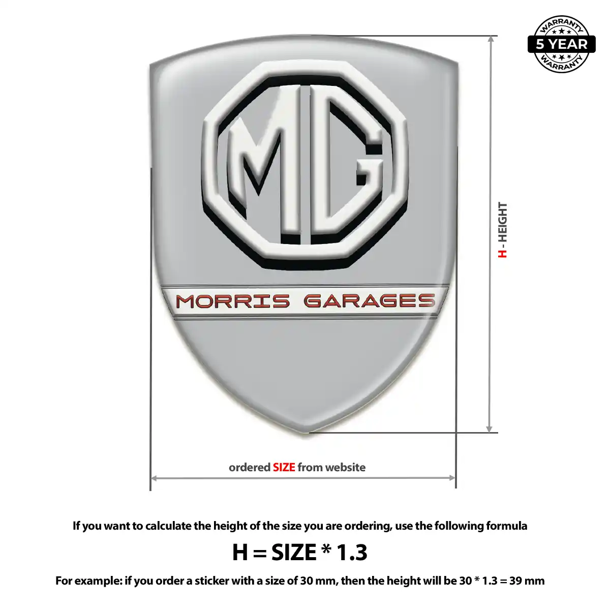 MG Domed Decal Interior Luxe