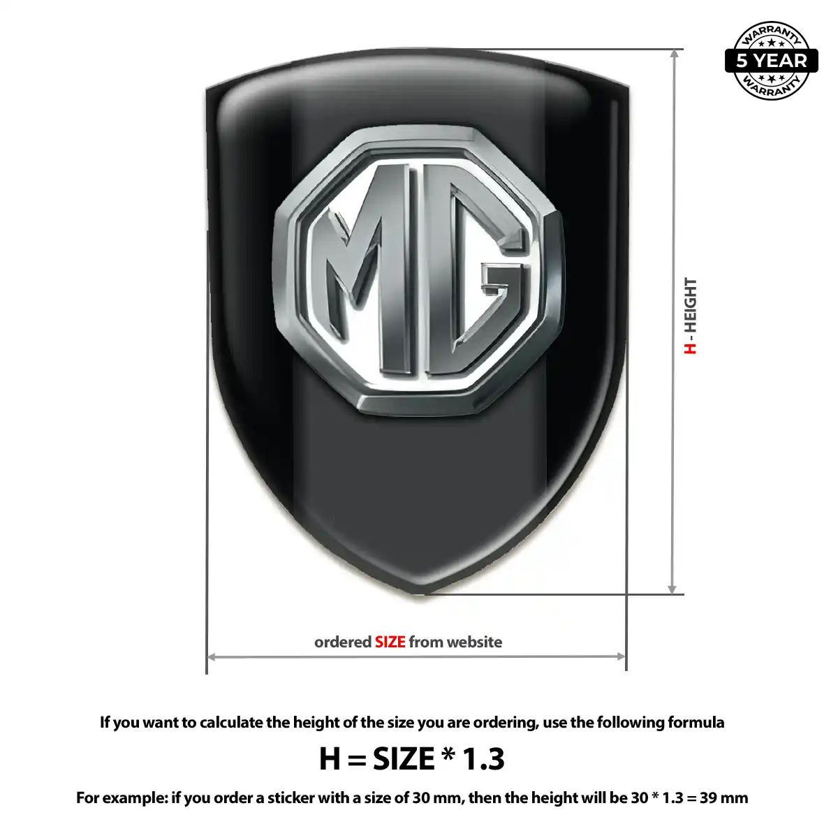 MG Domed Decal Sleek Style