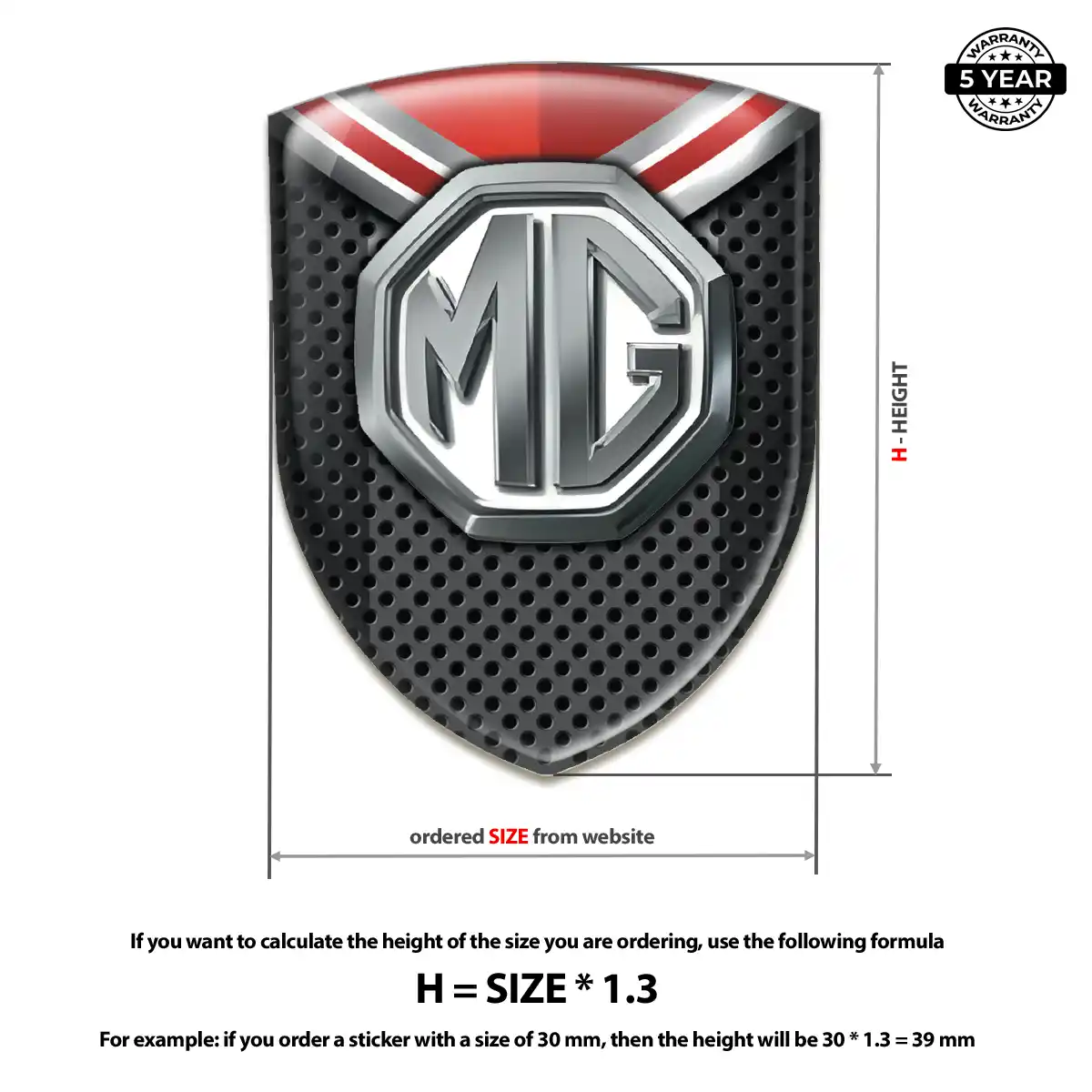 MG Domed Logo Decal Cabin Style