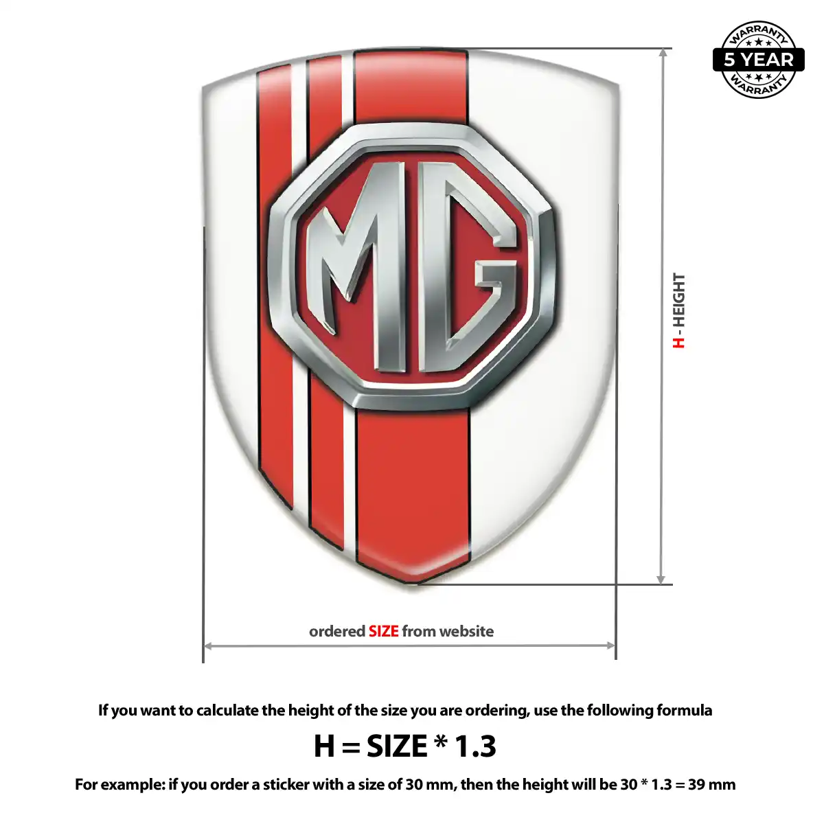MG Domed Logo Decal Premium Dome
