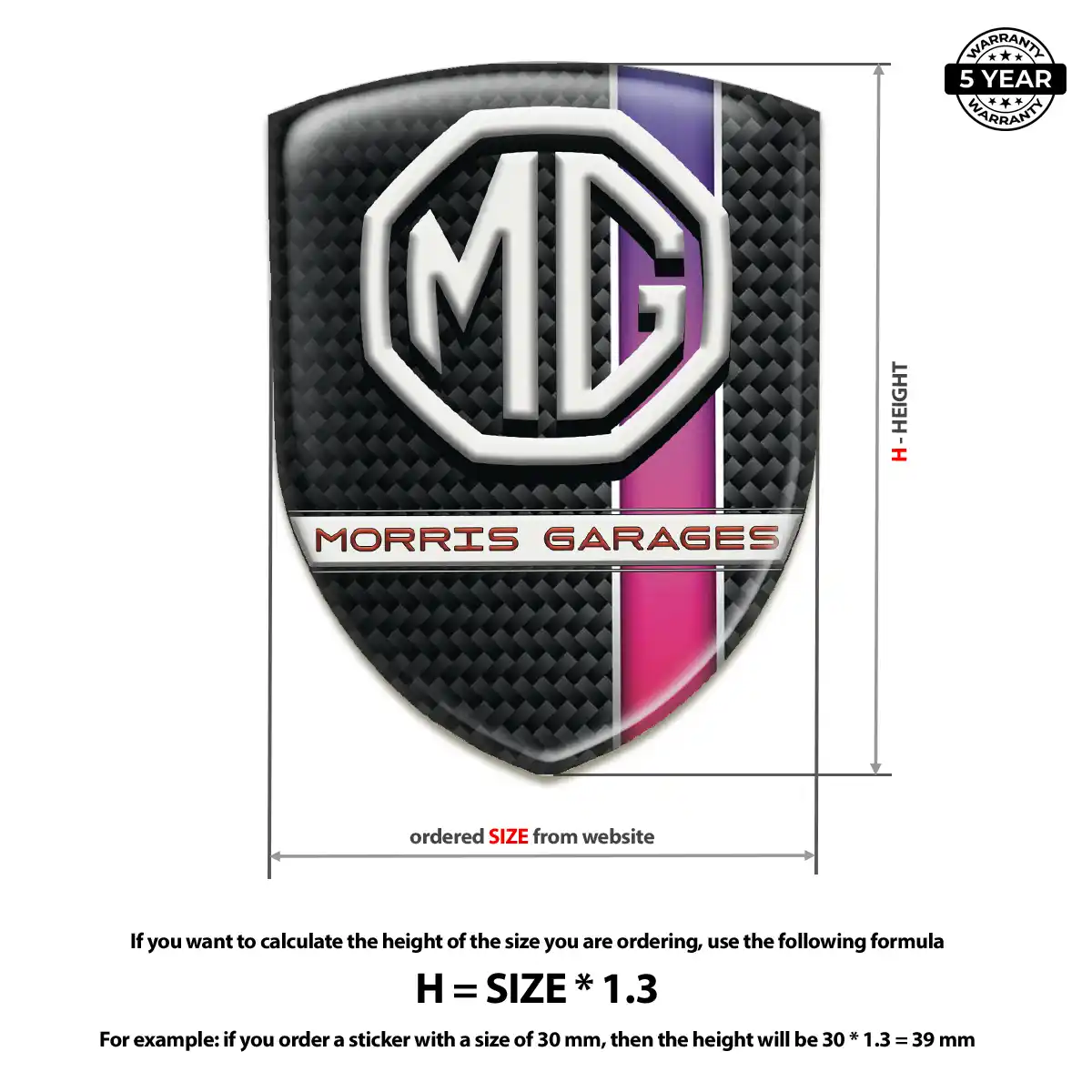 MG Domed Logo Decal Refined Design