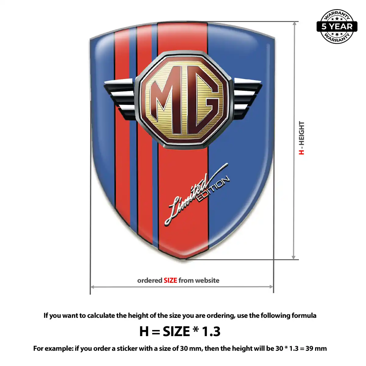 MG Domed Logo Sticker Cabin Style
