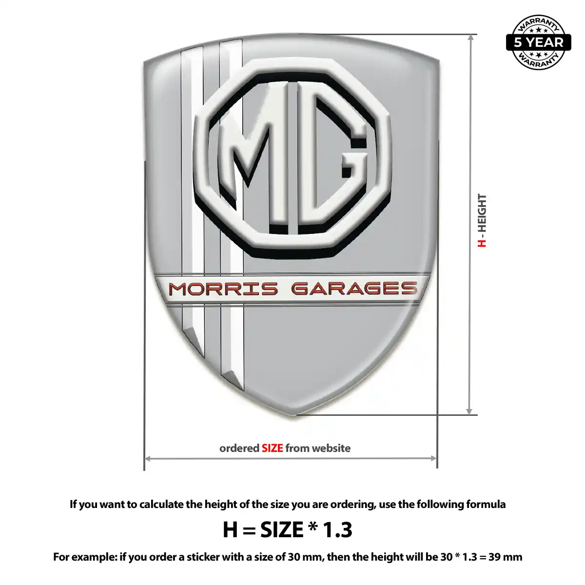 MG Domed Logo Sticker Resin Luxe
