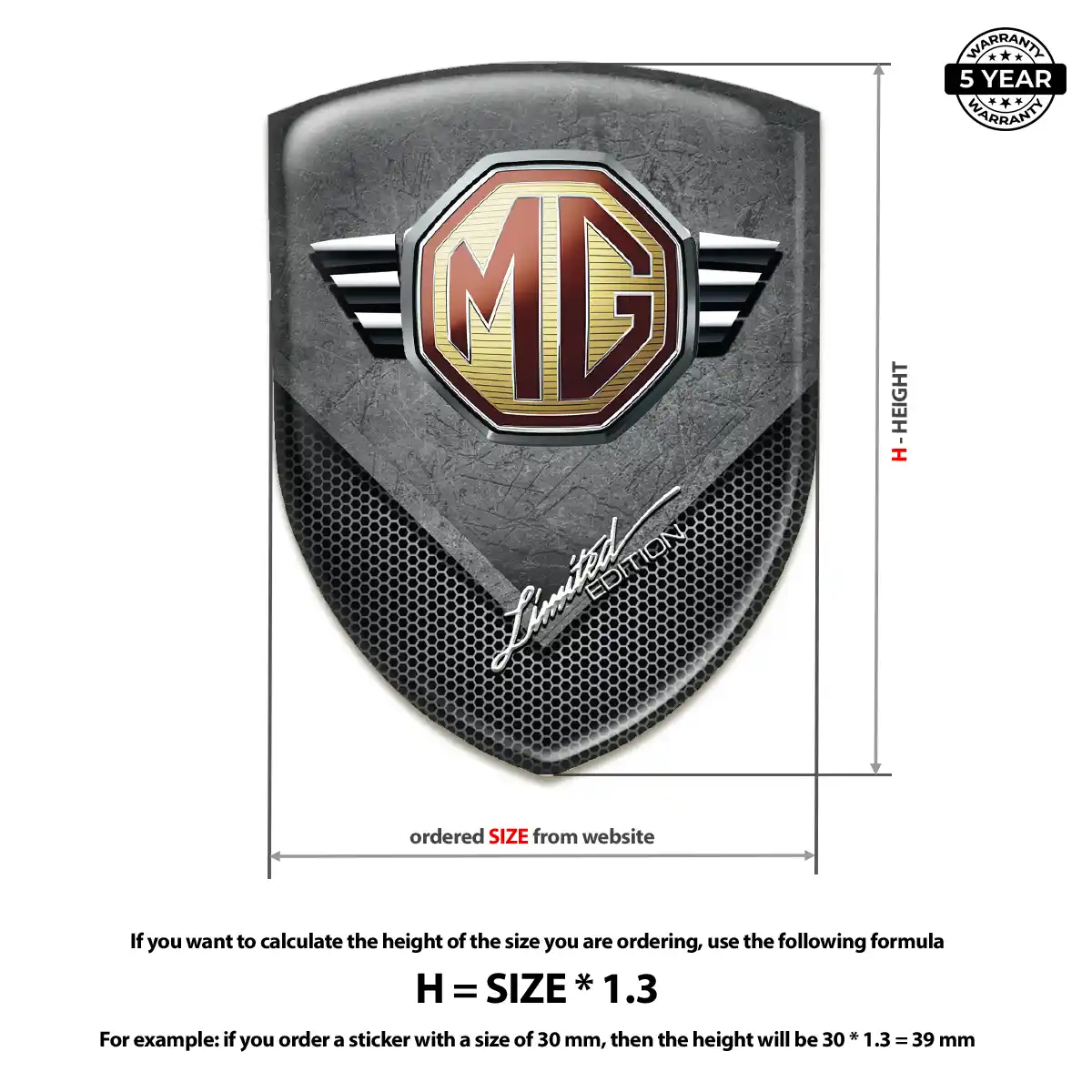 MG Emblem Badge Logo Premium Dome