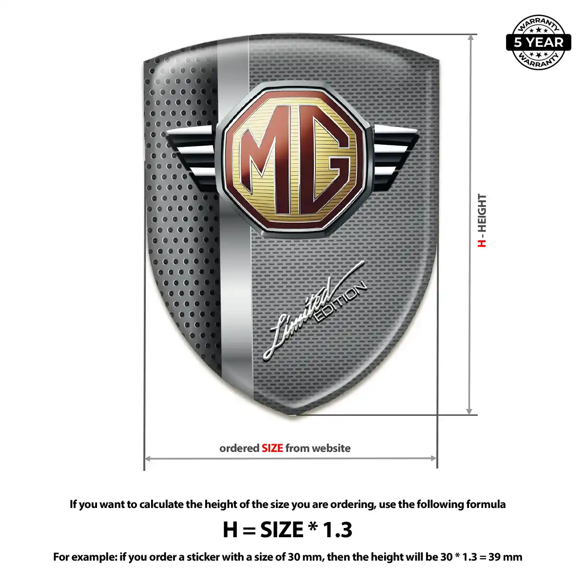 MG Epoxy Domed Sticker Exterior Luxe