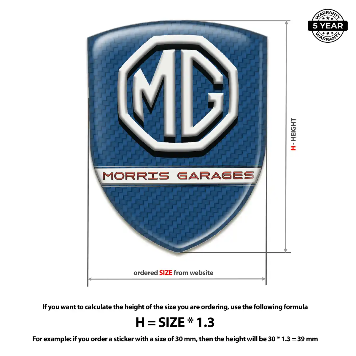 MG Epoxy Domed Sticker Interior Elegance