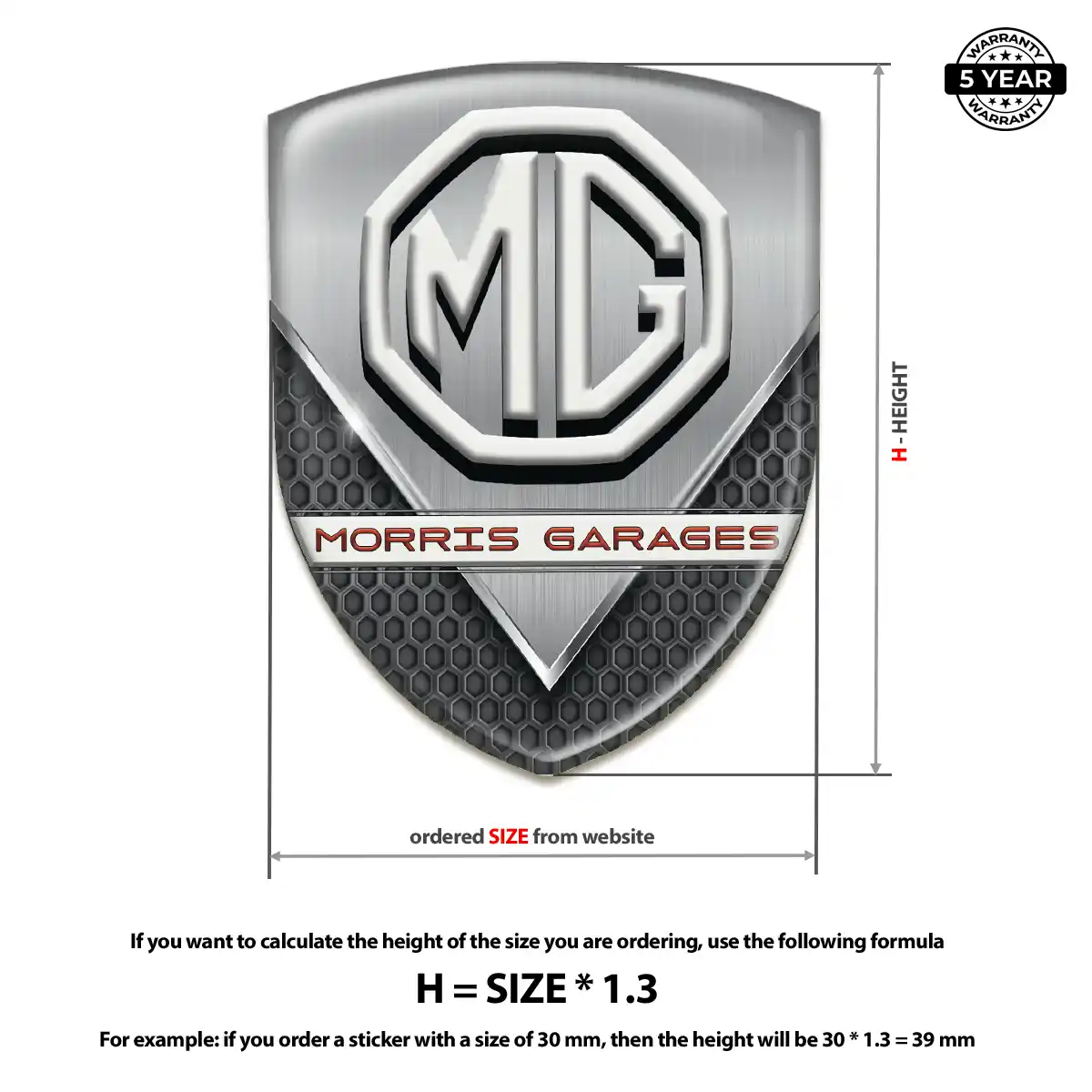 MG Epoxy Domed Sticker Interior Luxe
