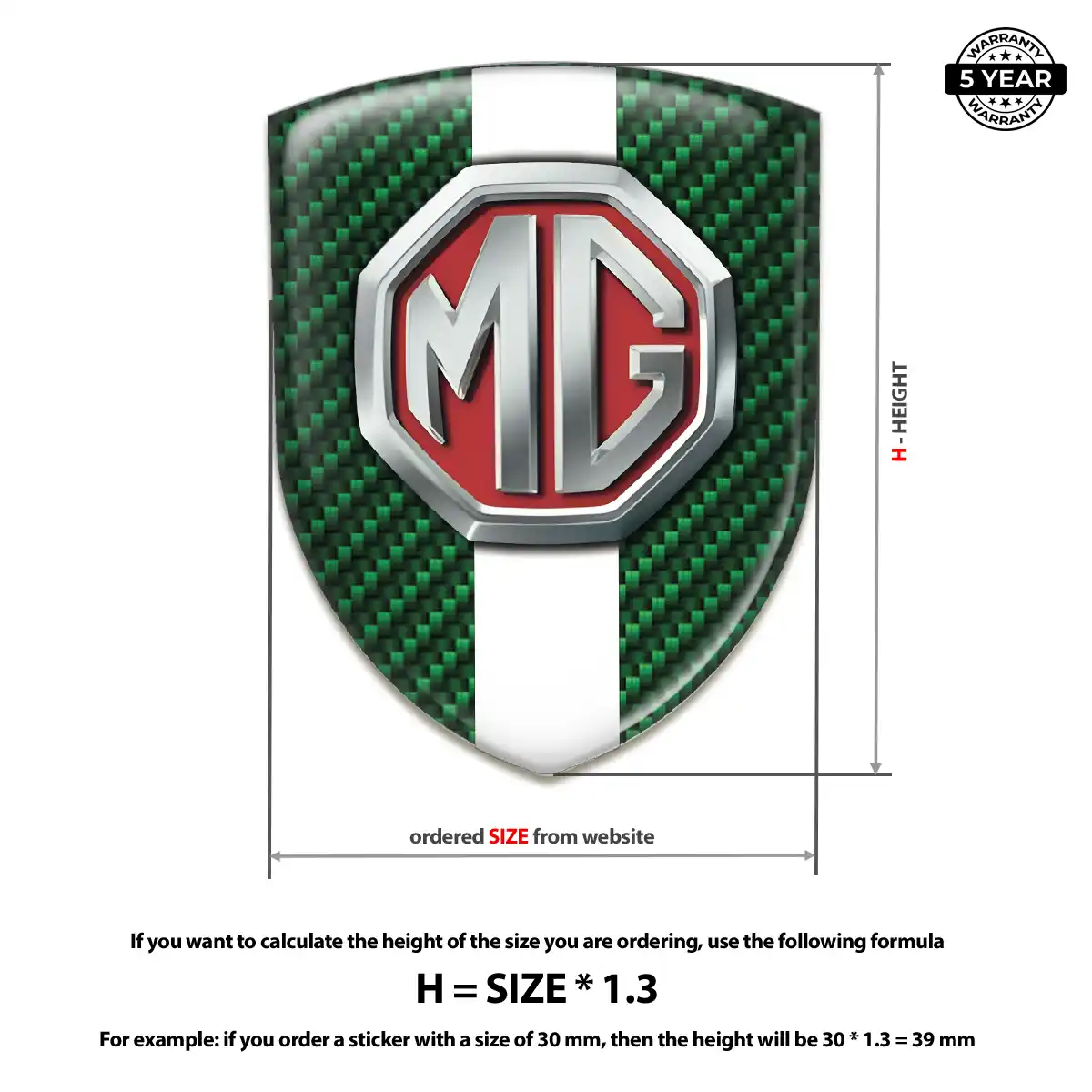MG Gel Emblem Sticker Cabin Style