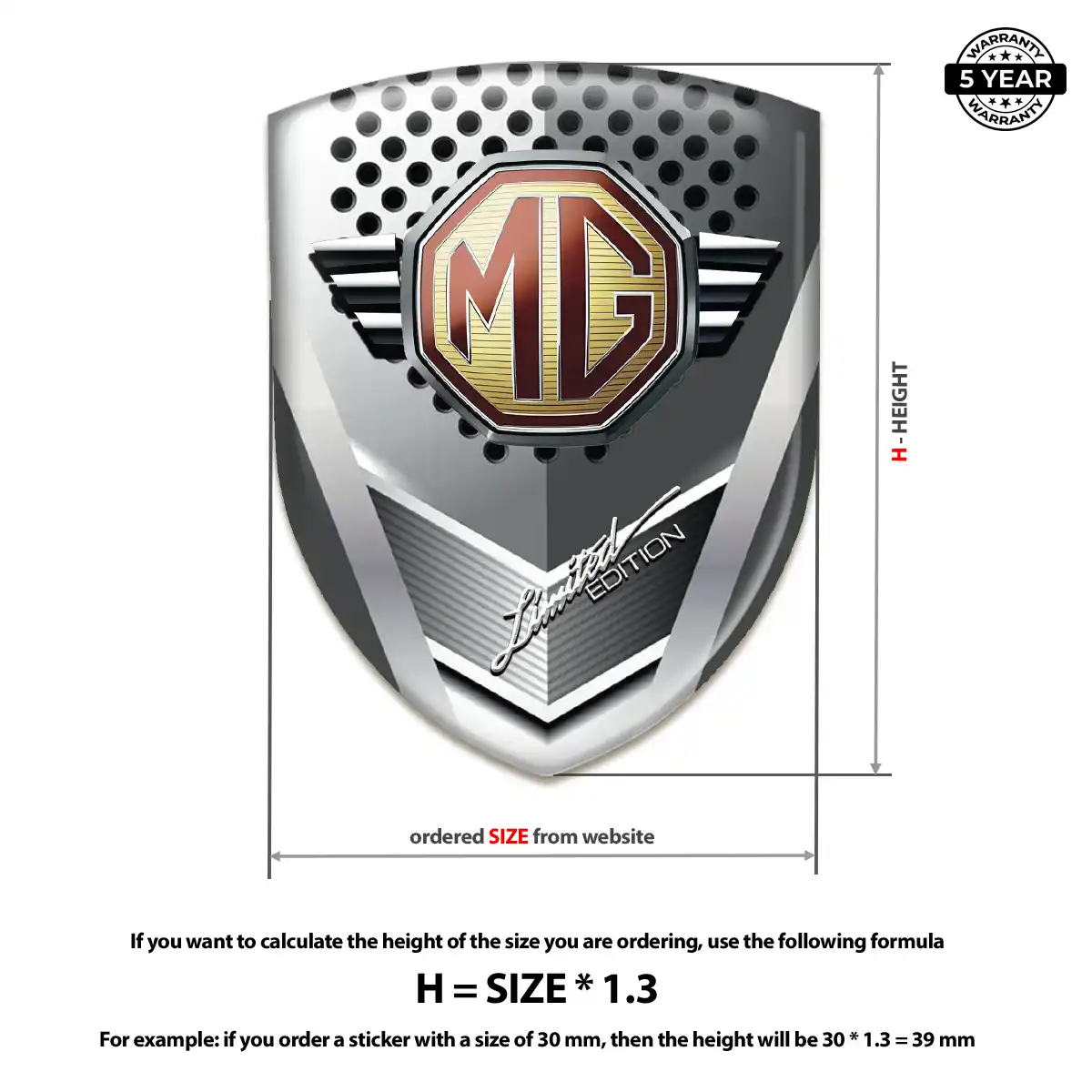 MG Polyurethane Domed Sticker Cabin Style