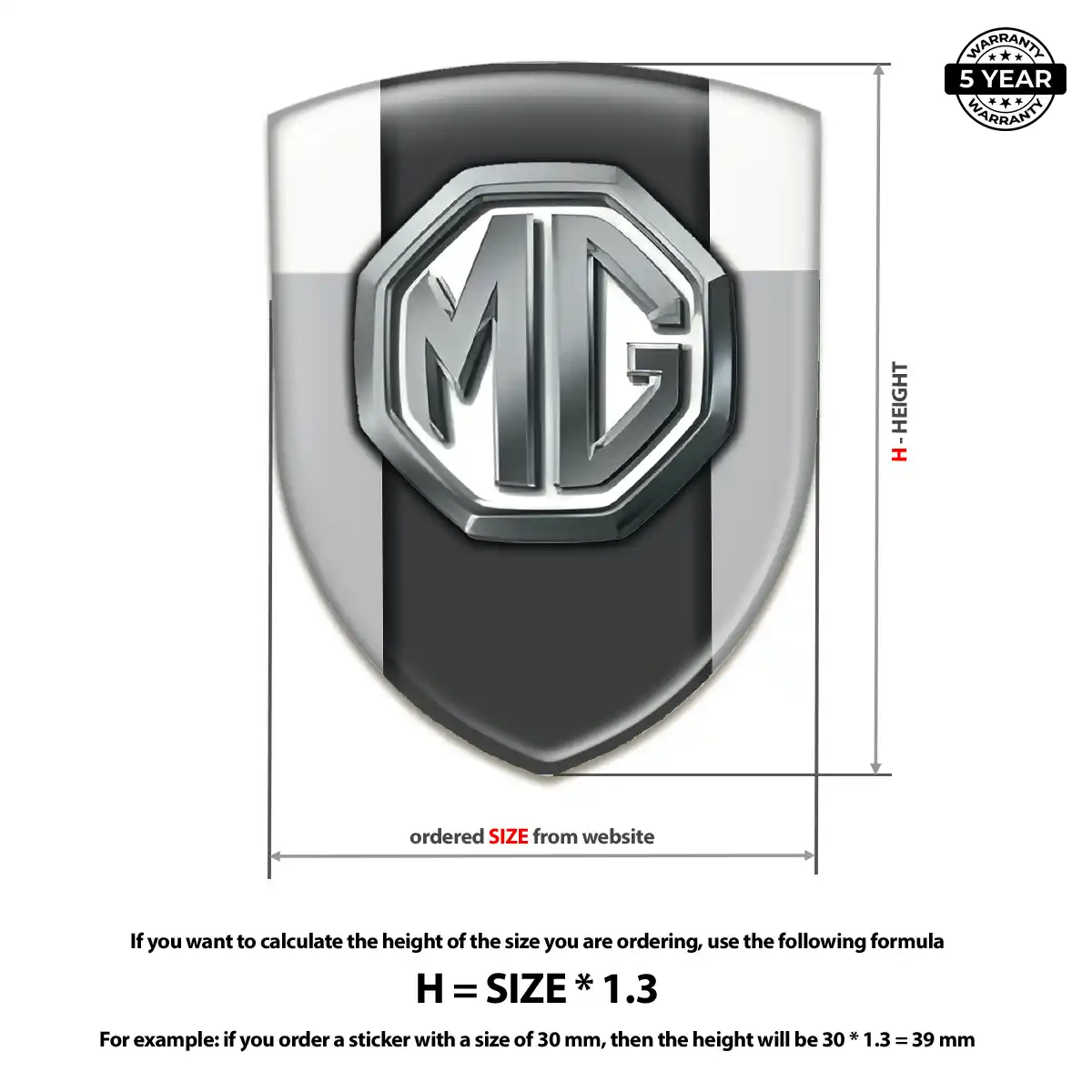MG Polyurethane Domed Sticker Elite Finish