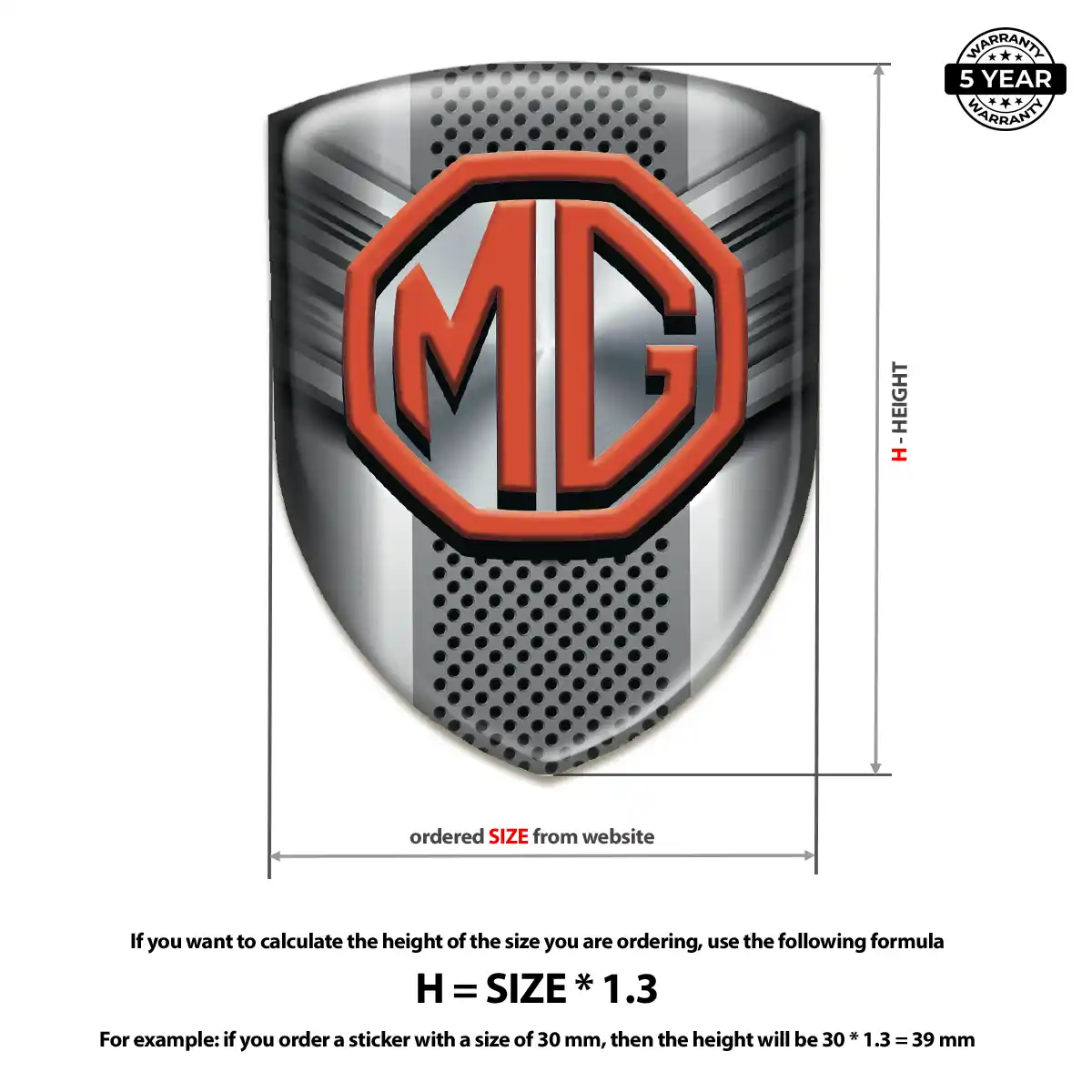 MG Polyurethane Domed Sticker Exterior Luxe