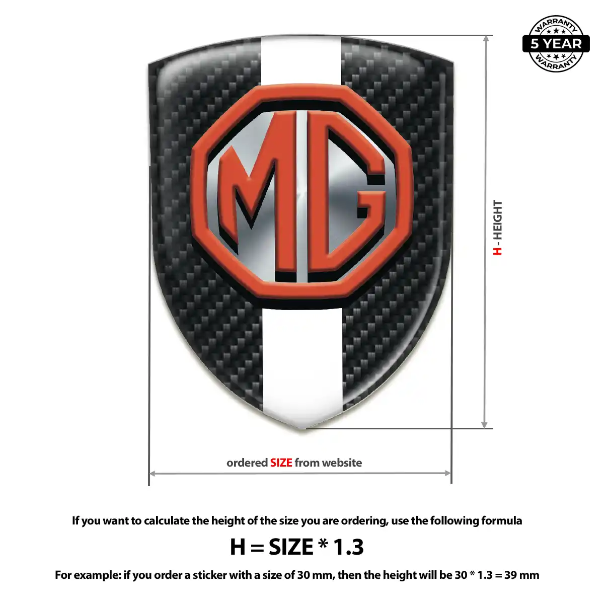 MG Polyurethane Domed Sticker Interior Elegance