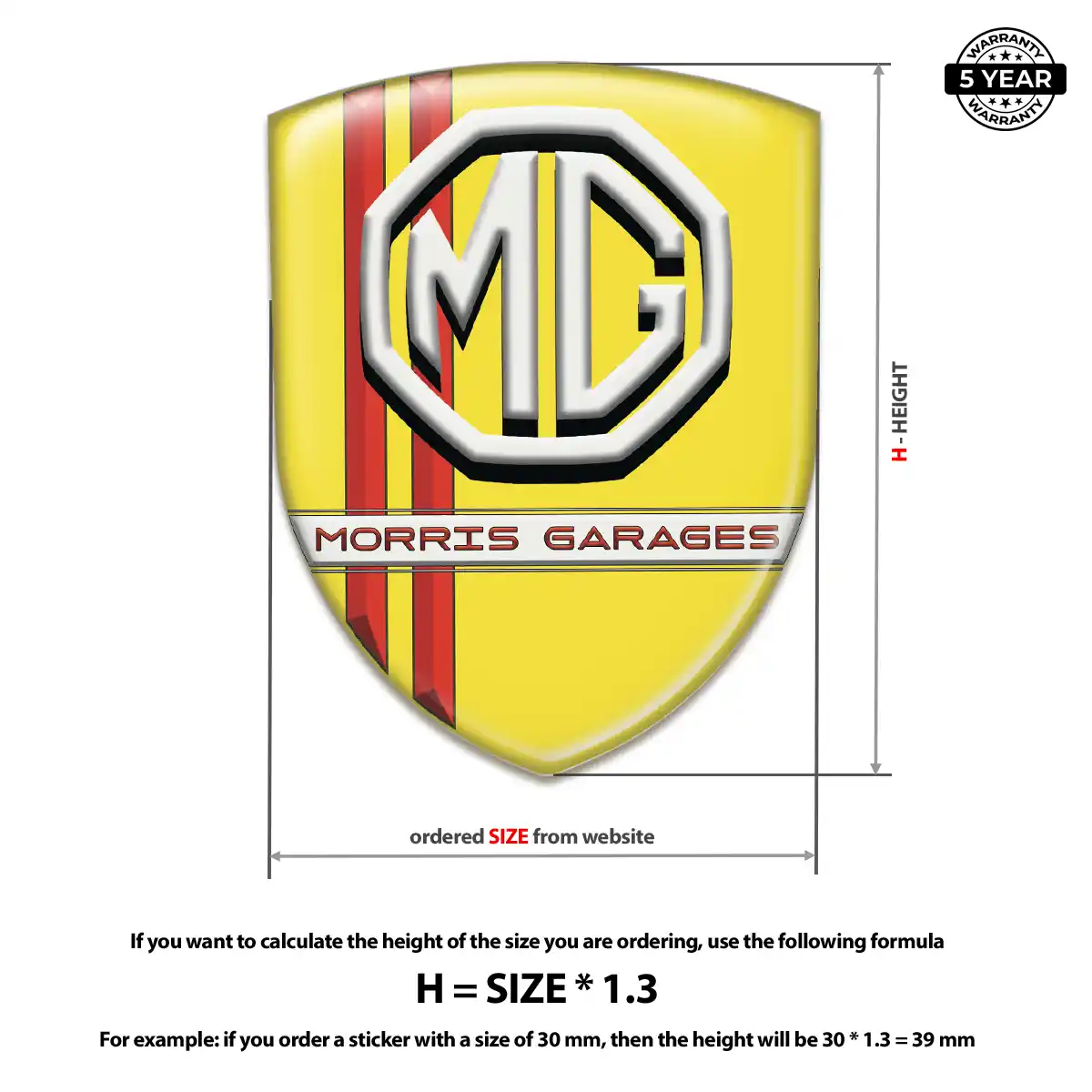 MG Polyurethane Domed Sticker Interior Luxe