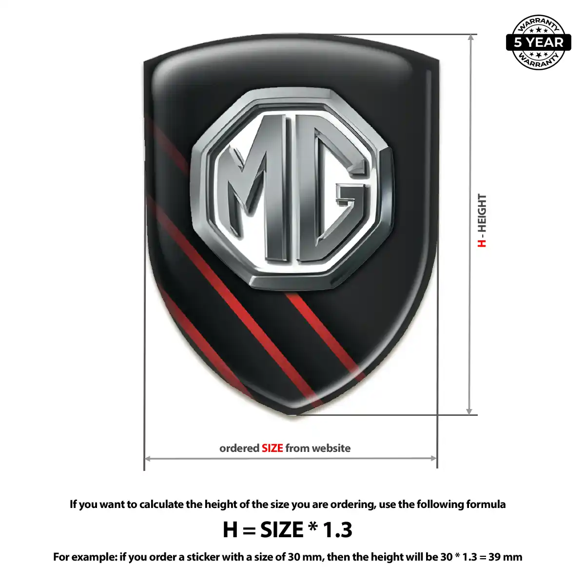 MG Polyurethane Domed Sticker Premium Dome