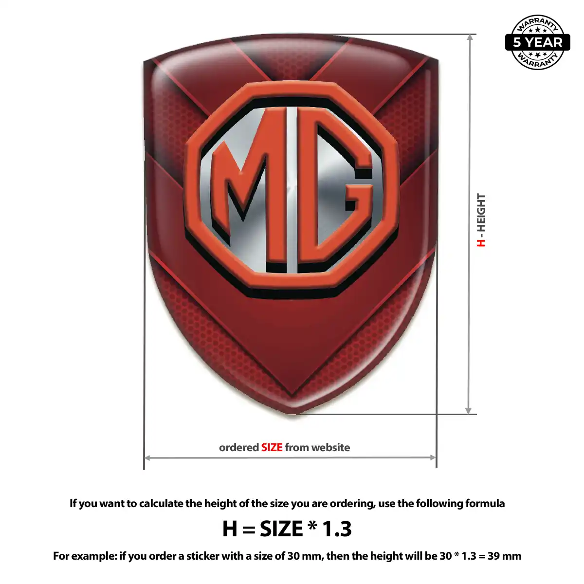 MG Polyurethane Domed Sticker Prime Quality