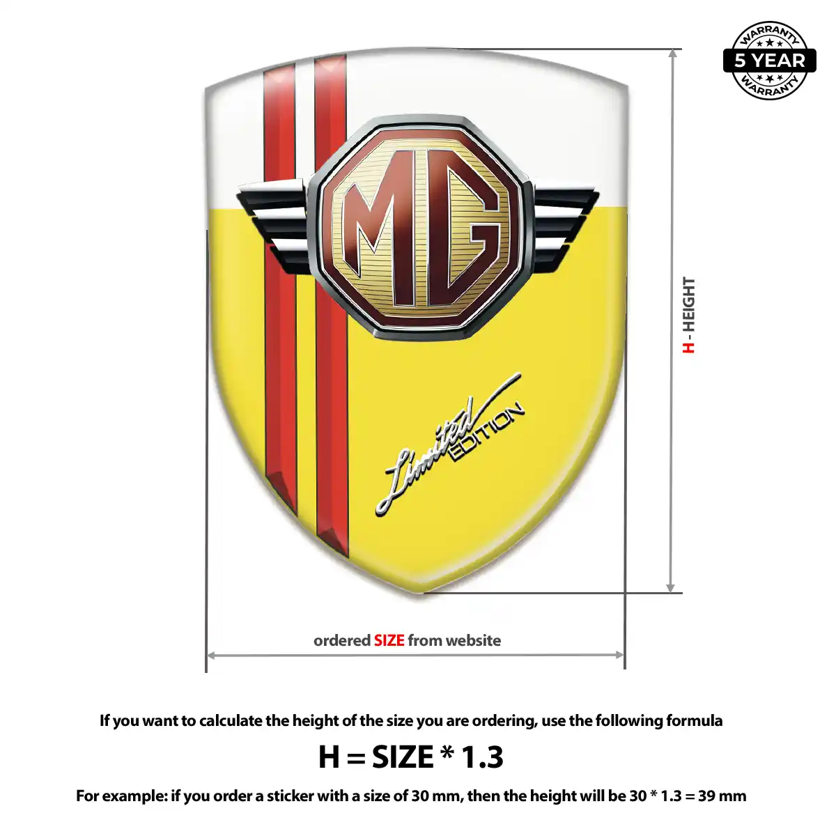 MG Polyurethane Domed Sticker Refined Design