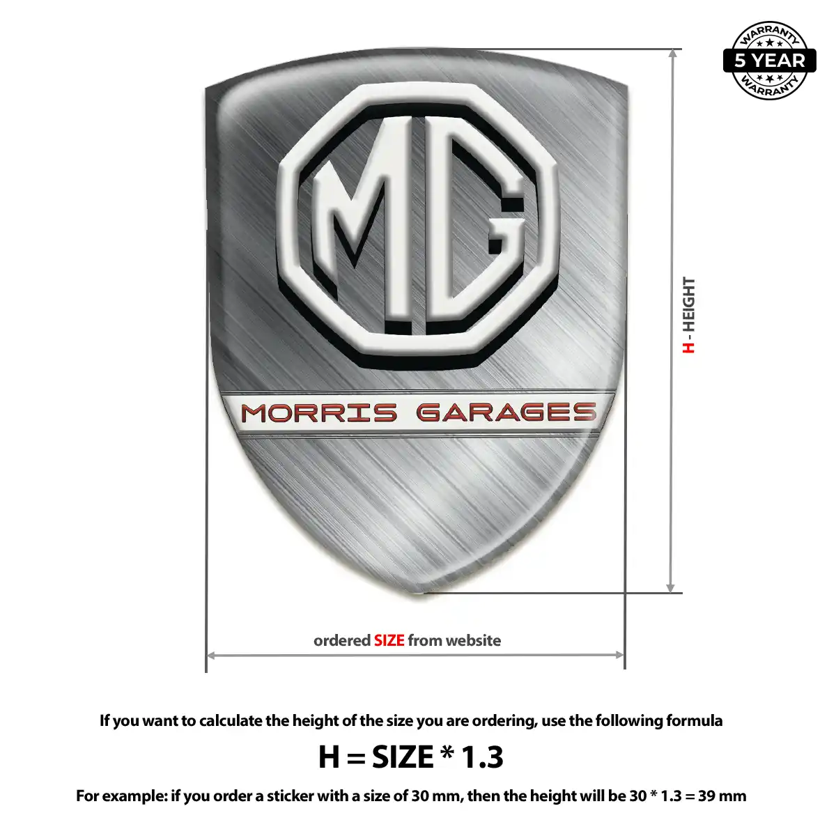 MG Polyurethane Domed Sticker Sleek Style