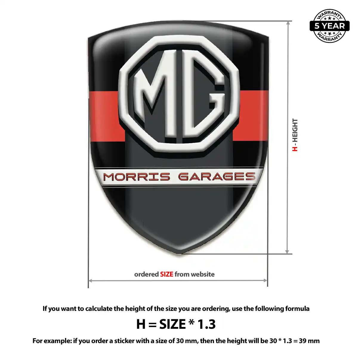 MG Resin Domed Sticker Exterior Luxe