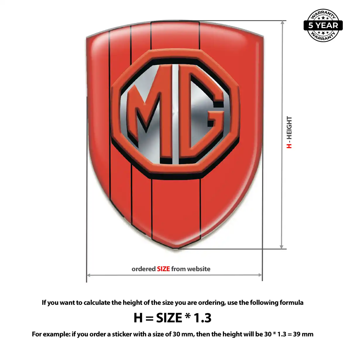 MG Resin Domed Sticker Interior Elegance