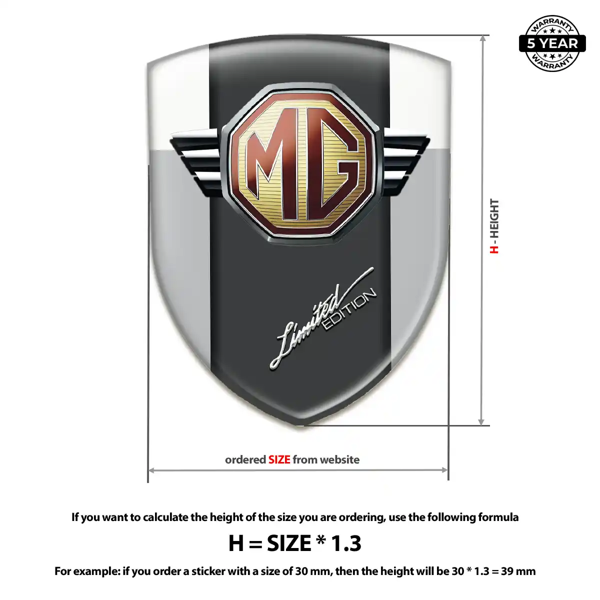 MG Resin Domed Sticker Interior Luxe