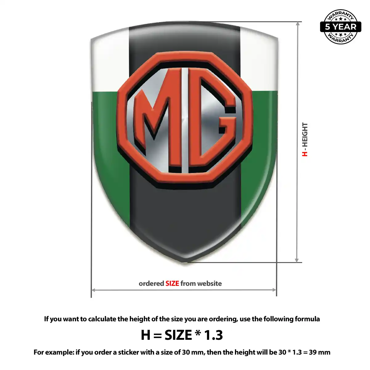 MG Resin Emblem Sticker Premium Dome