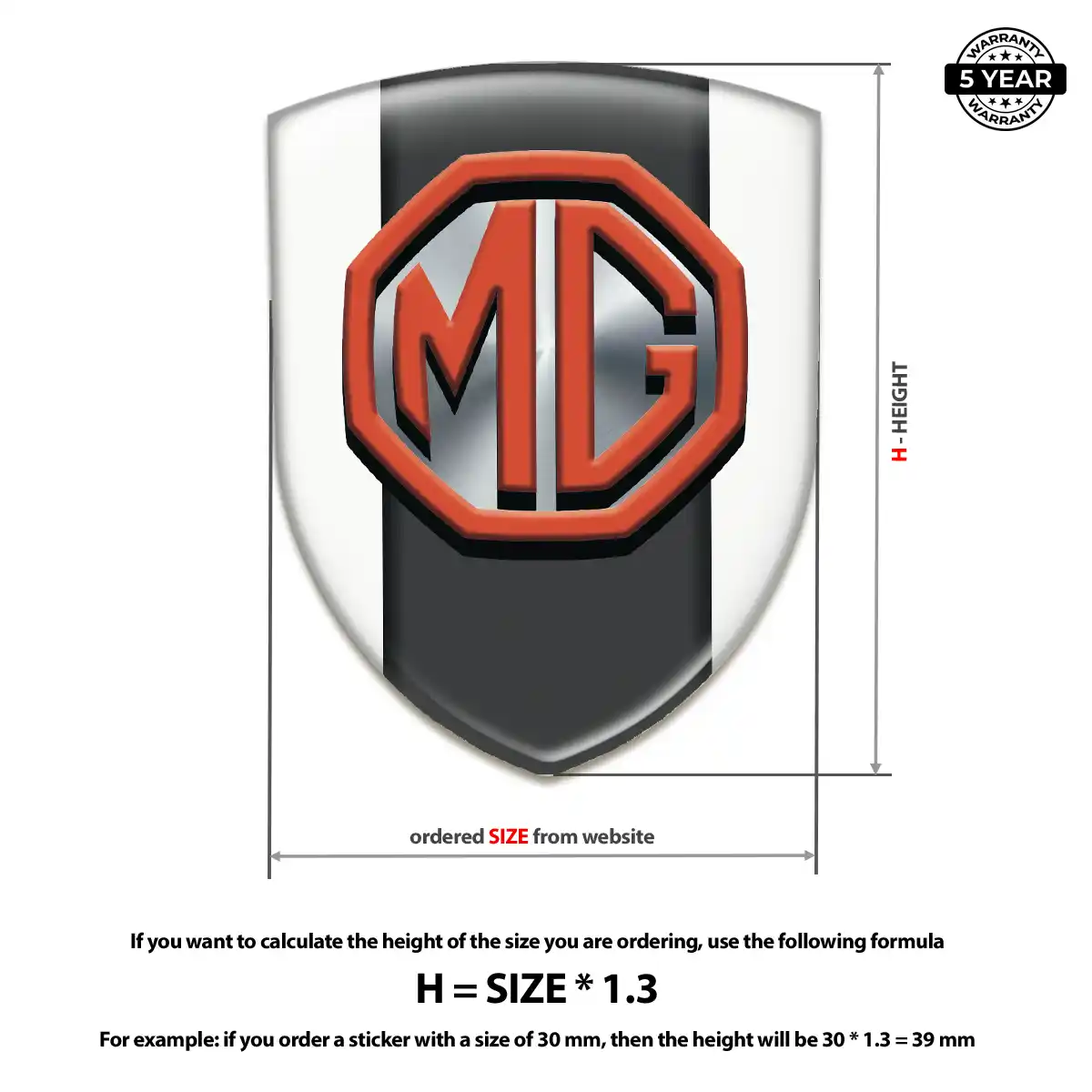 MG Resin Emblem Sticker Sleek Style