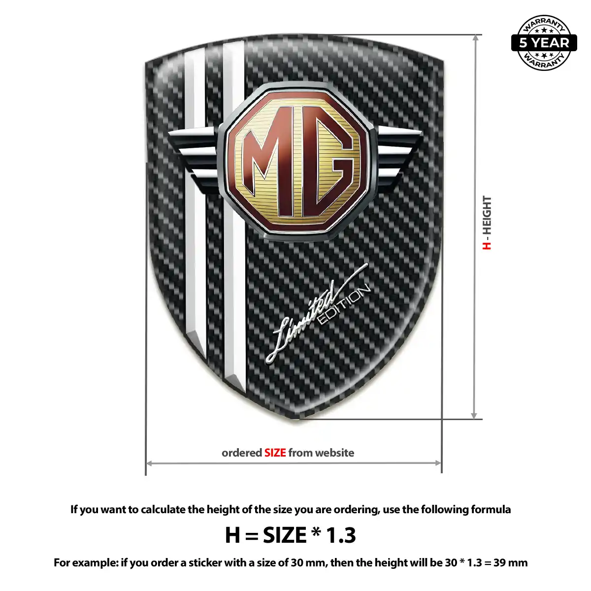 MG Self Adhesive Emblem Sticker Premium Dome