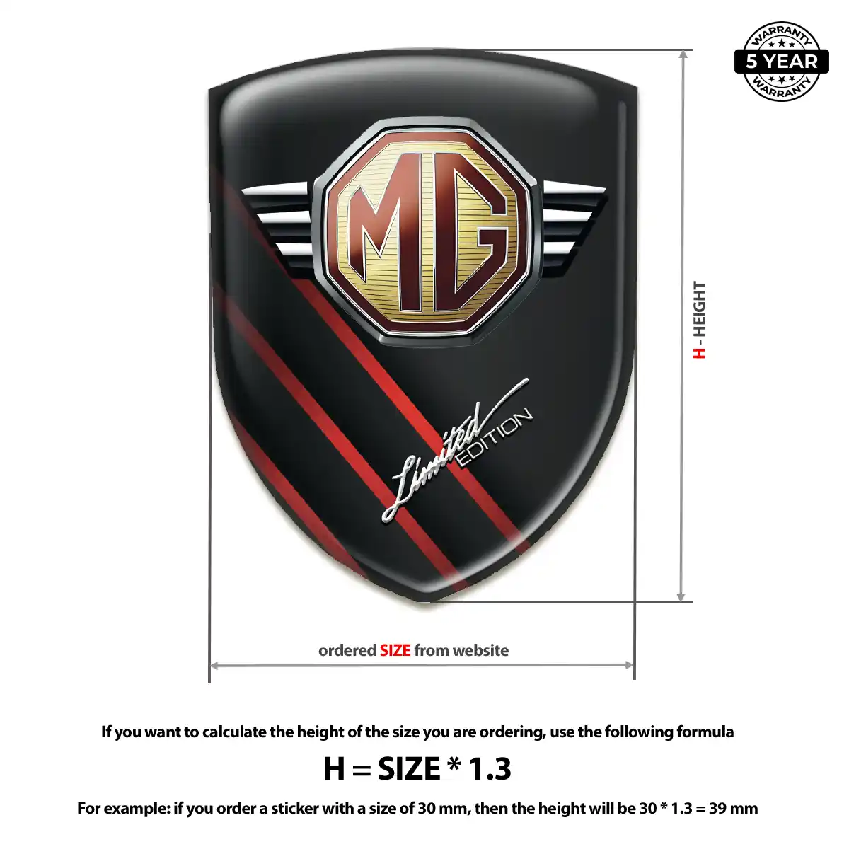 MG Self Adhesive Emblem Sticker Resin Luxe
