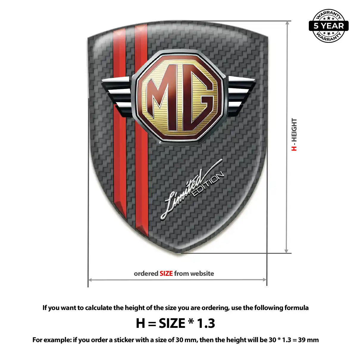 MG Self Adhesive Emblem Sticker Sleek Style