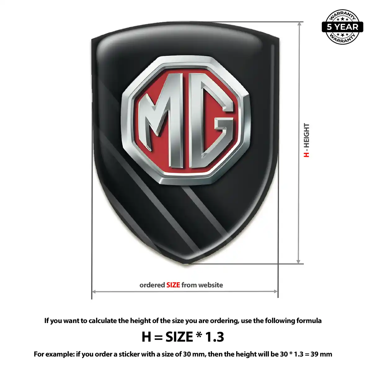 MG Vehicle Logo Sticker Premium Dome