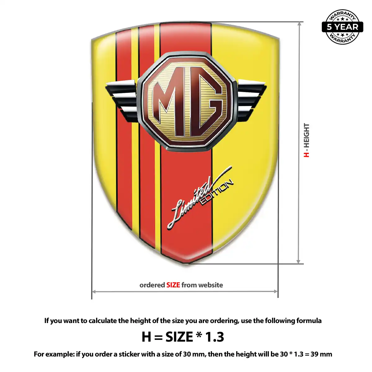 MG Vehicle Logo Sticker Resin Luxe