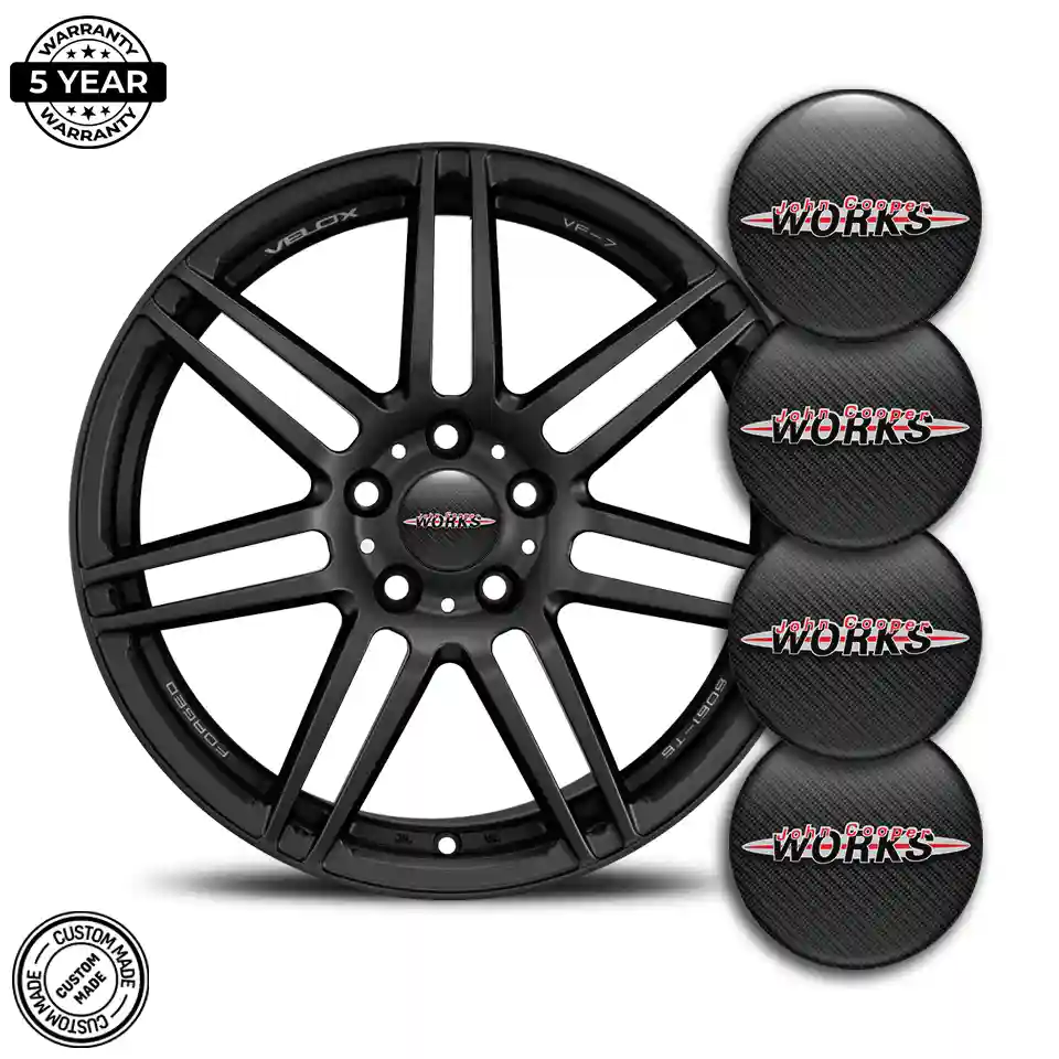 Mini Cooper John Cooper Emblem Wheel Center Caps Self-Adhesive Sleek Style