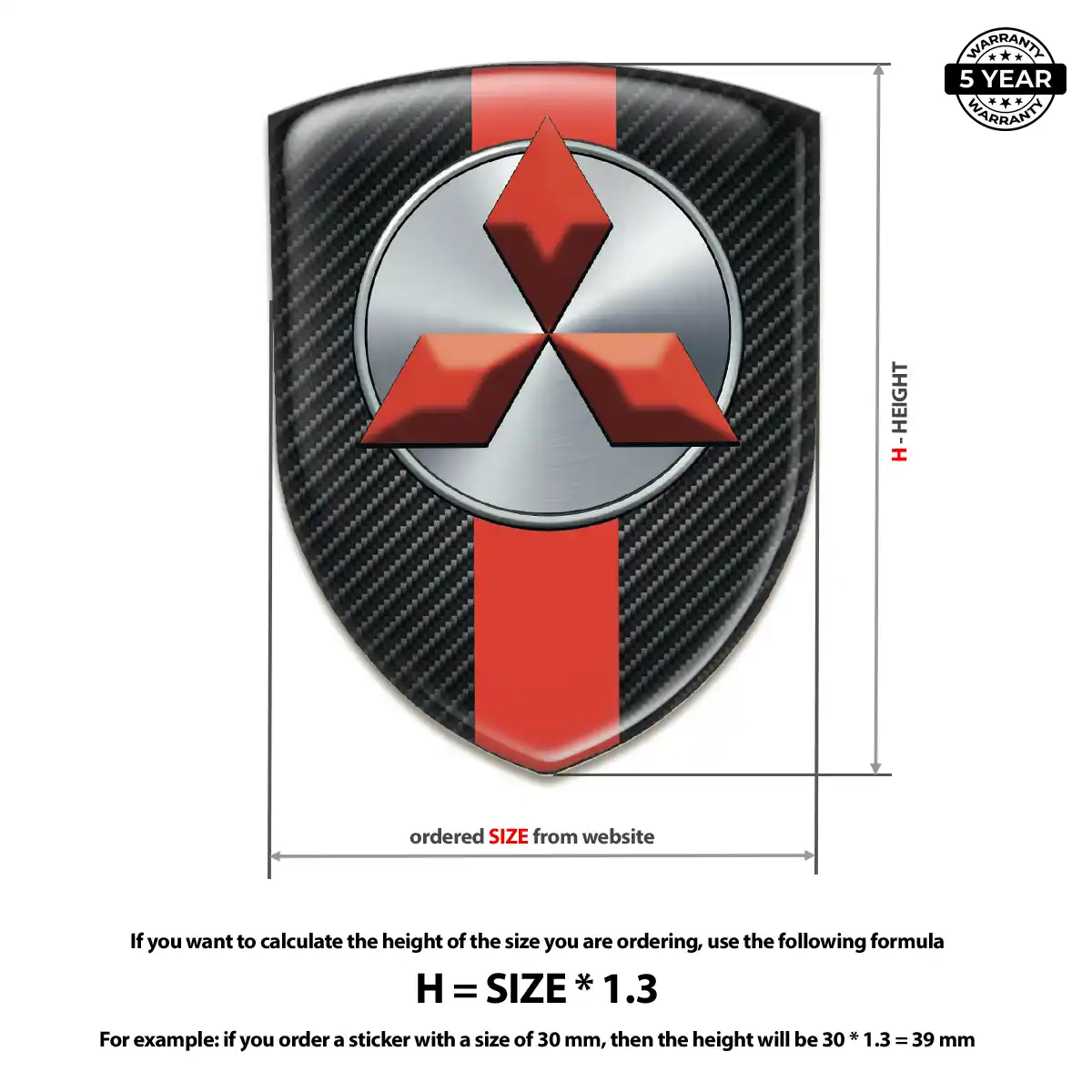 Mitsubishi 3D Resin Sticker Refined Design