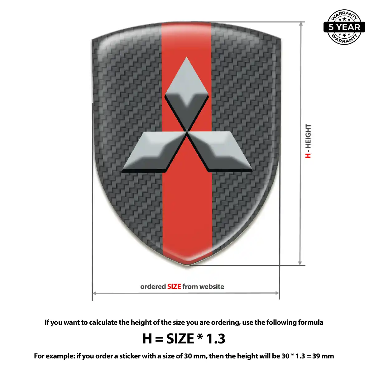 Mitsubishi Car Badge Sticker Elite Finish