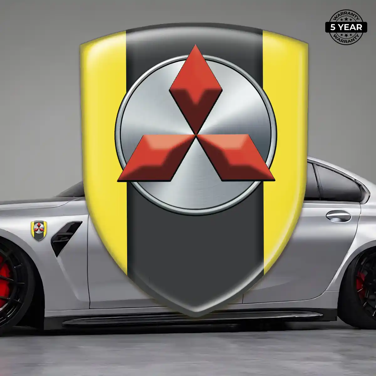 Mitsubishi Car Emblem Overlay Sleek Style