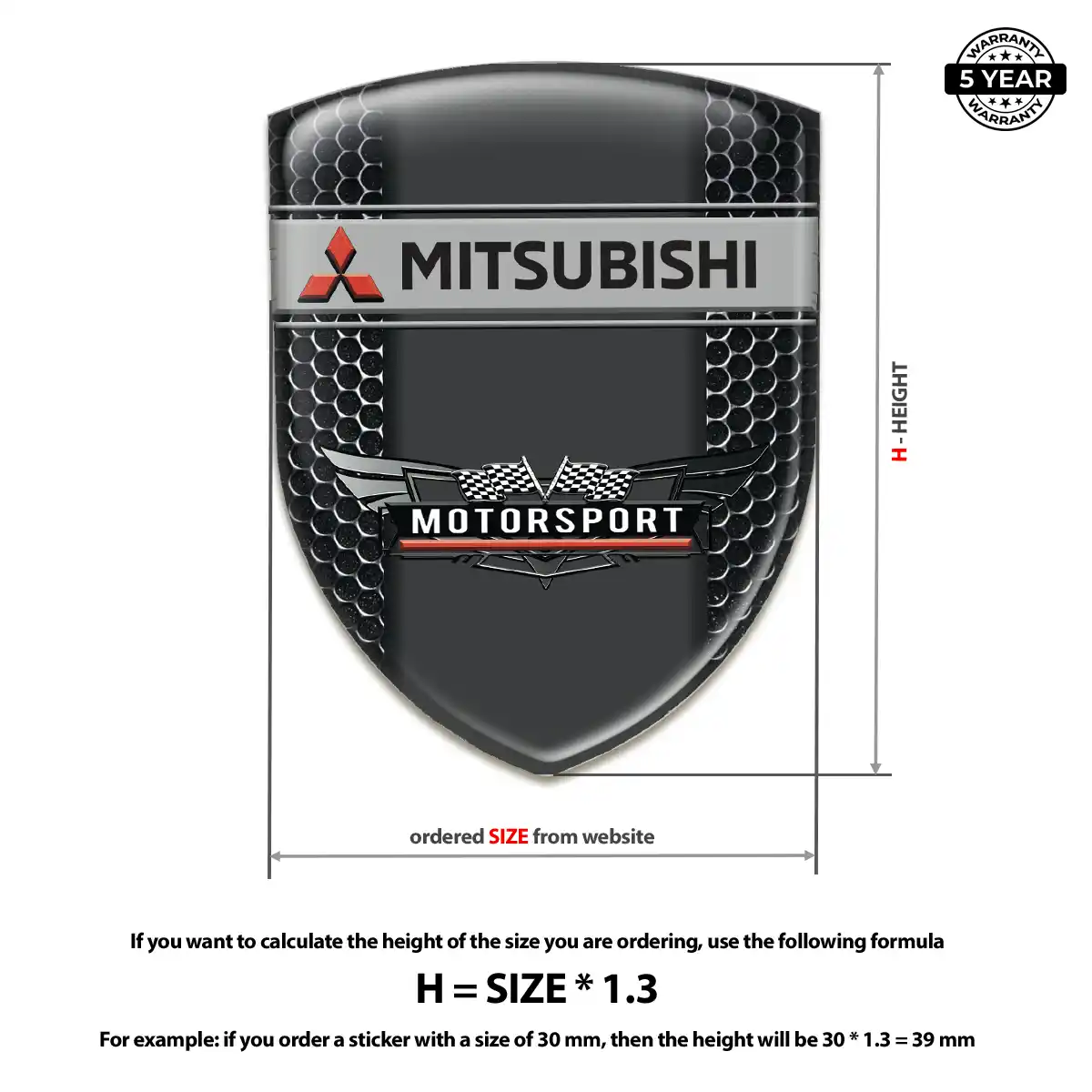 Mitsubishi Domed Car Sticker Elite Finish