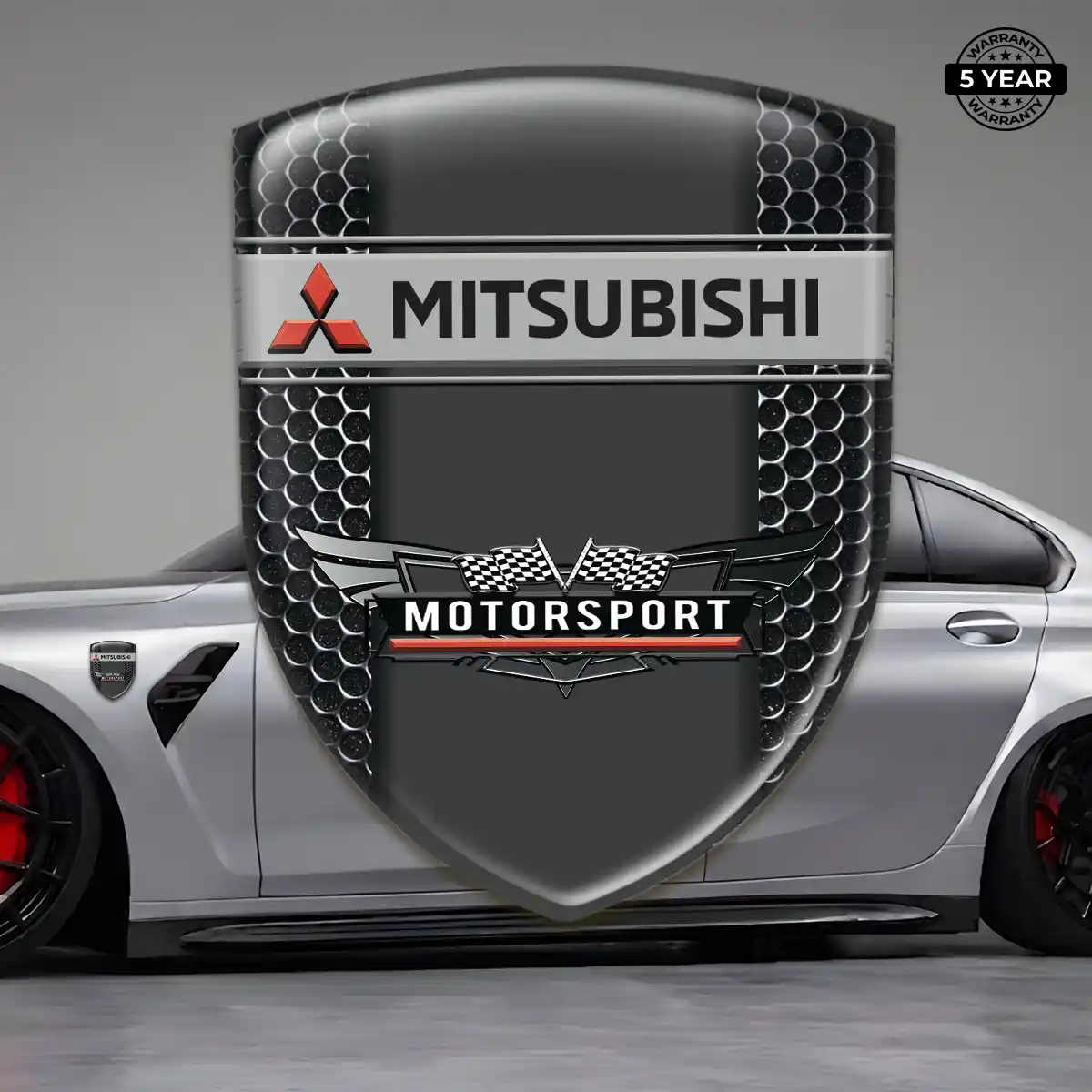Mitsubishi Domed Car Sticker Elite Finish
