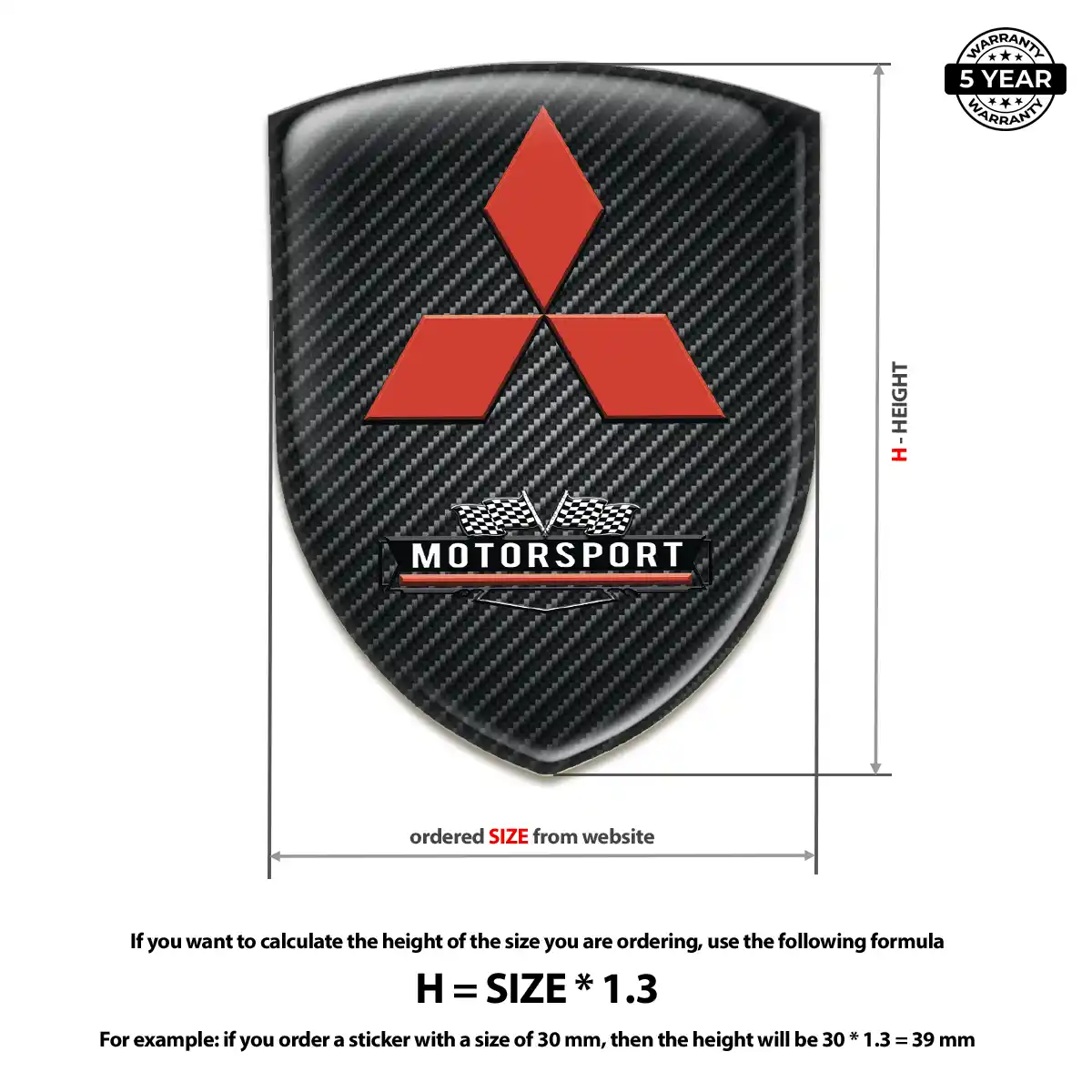 Mitsubishi Domed Car Sticker Refined Design