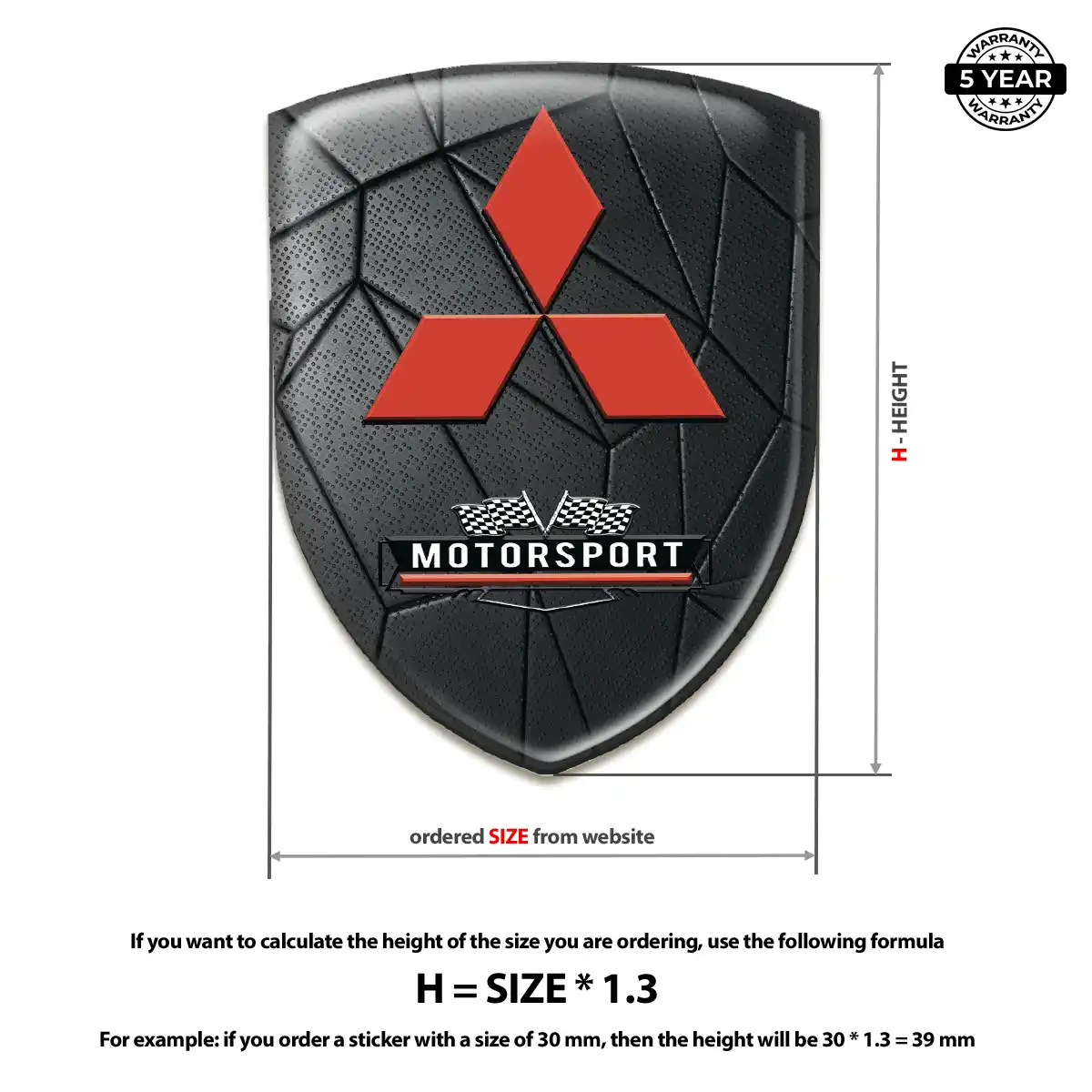 Mitsubishi Domed Car Sticker Sleek Style