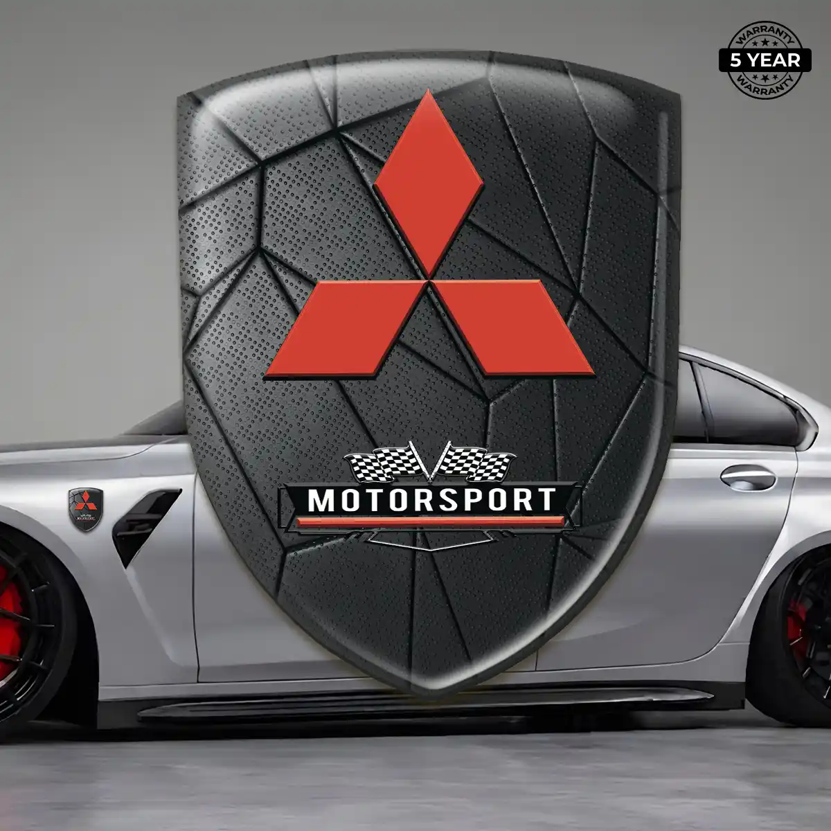 Mitsubishi Domed Car Sticker Sleek Style