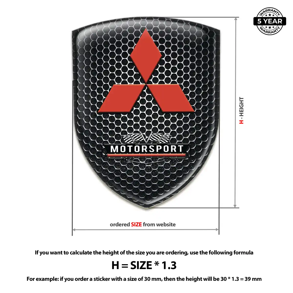 Mitsubishi Domed Logo Decal Elite Finish