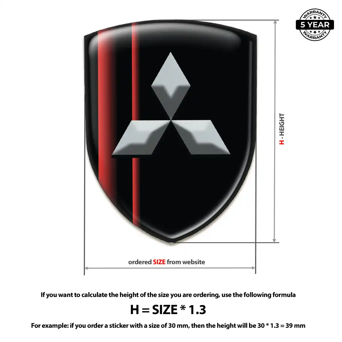 Mitsubishi Domed Logo Decal Prime Quality