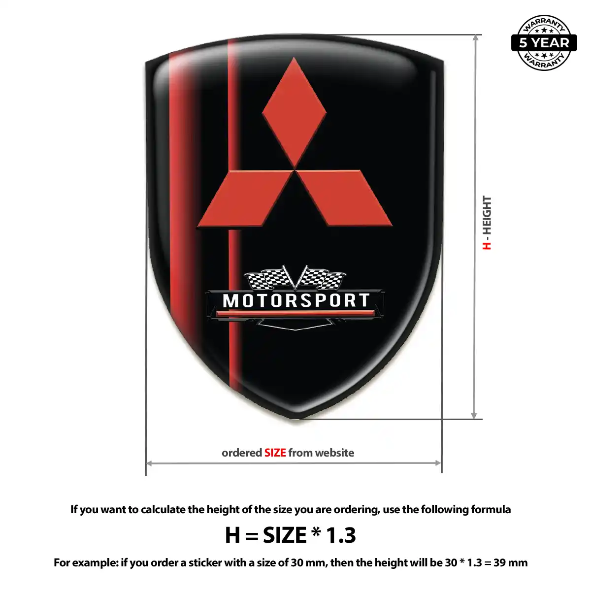 Mitsubishi Domed Logo Decal Refined Design