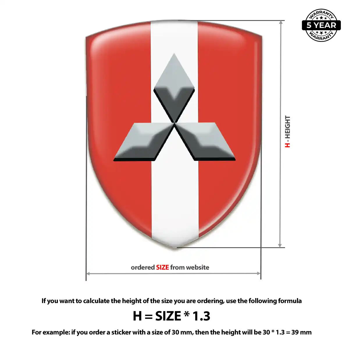 Mitsubishi Domed Logo Sticker Refined Design