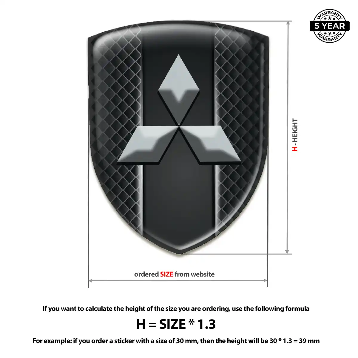 Mitsubishi Emblem Domed Badge Elite Finish