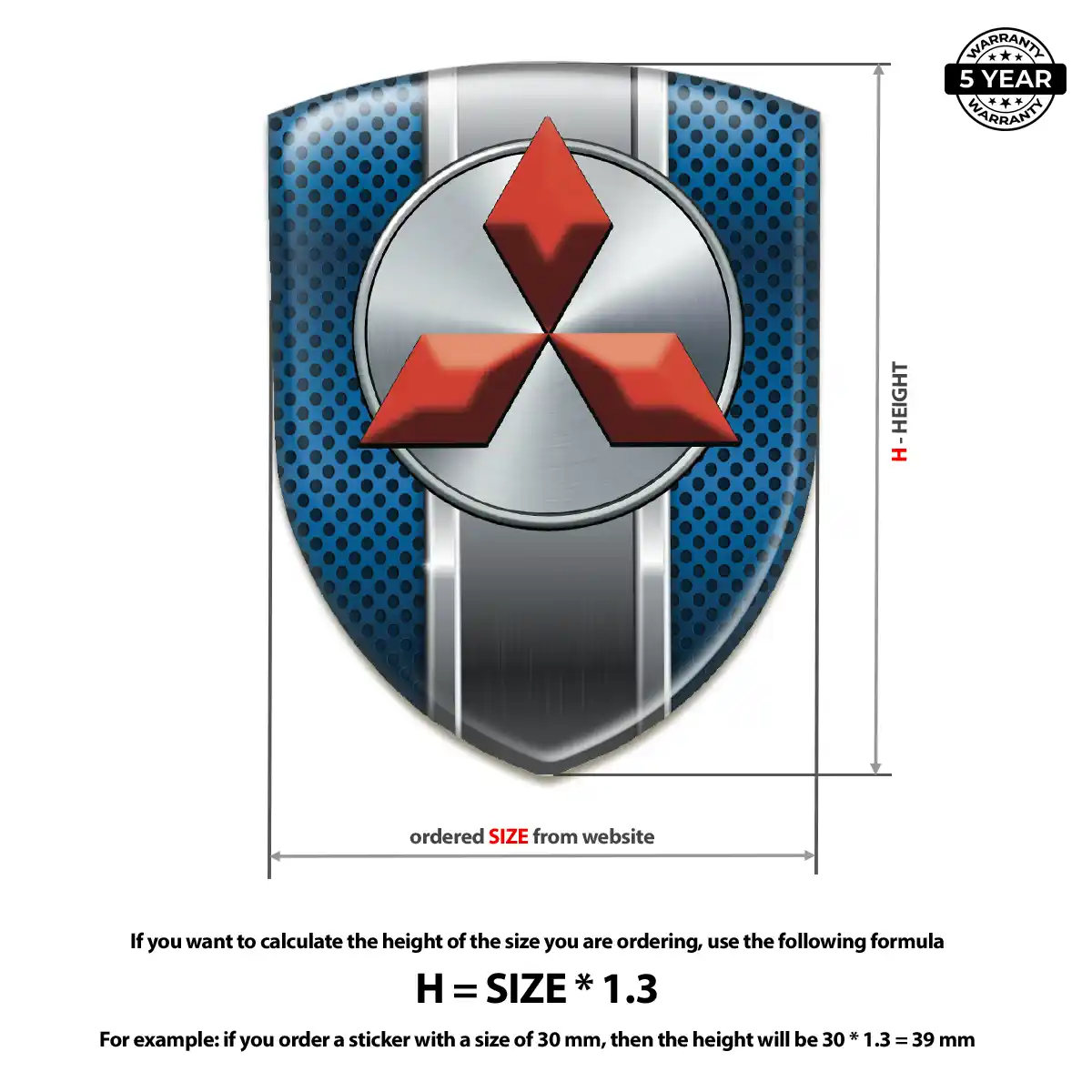 Mitsubishi Emblem Domed Badge Prime Quality