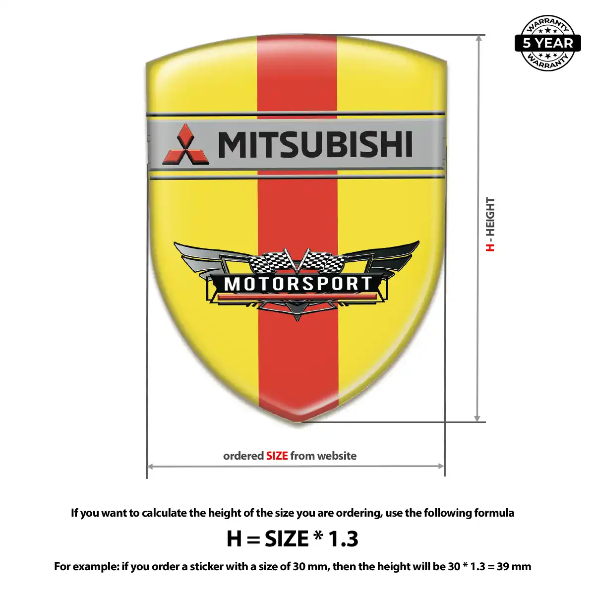 Mitsubishi Epoxy Domed Sticker Elite Finish