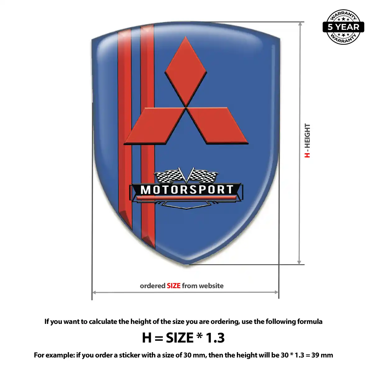 Mitsubishi Epoxy Domed Sticker Prime Quality