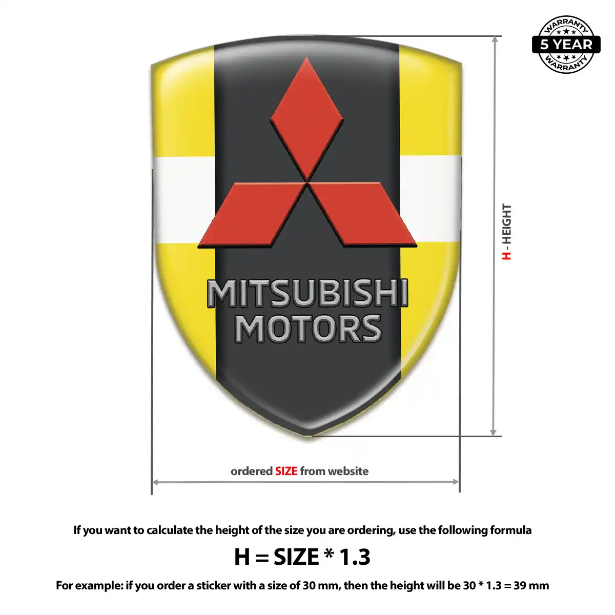 Mitsubishi Epoxy Domed Sticker Signature Grade