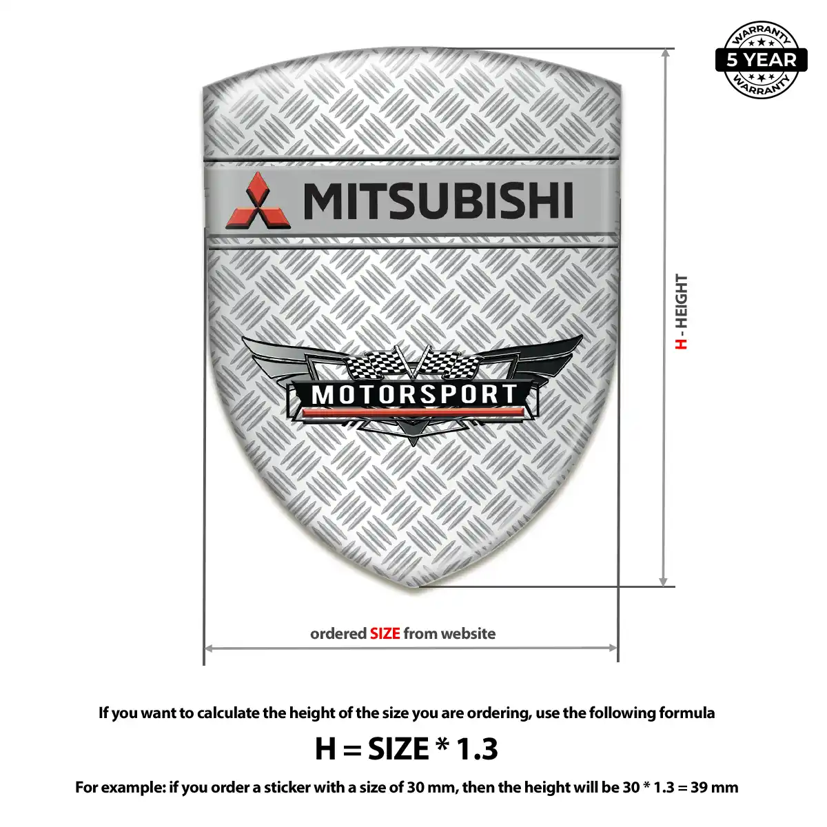 Mitsubishi Epoxy Domed Sticker Sleek Style